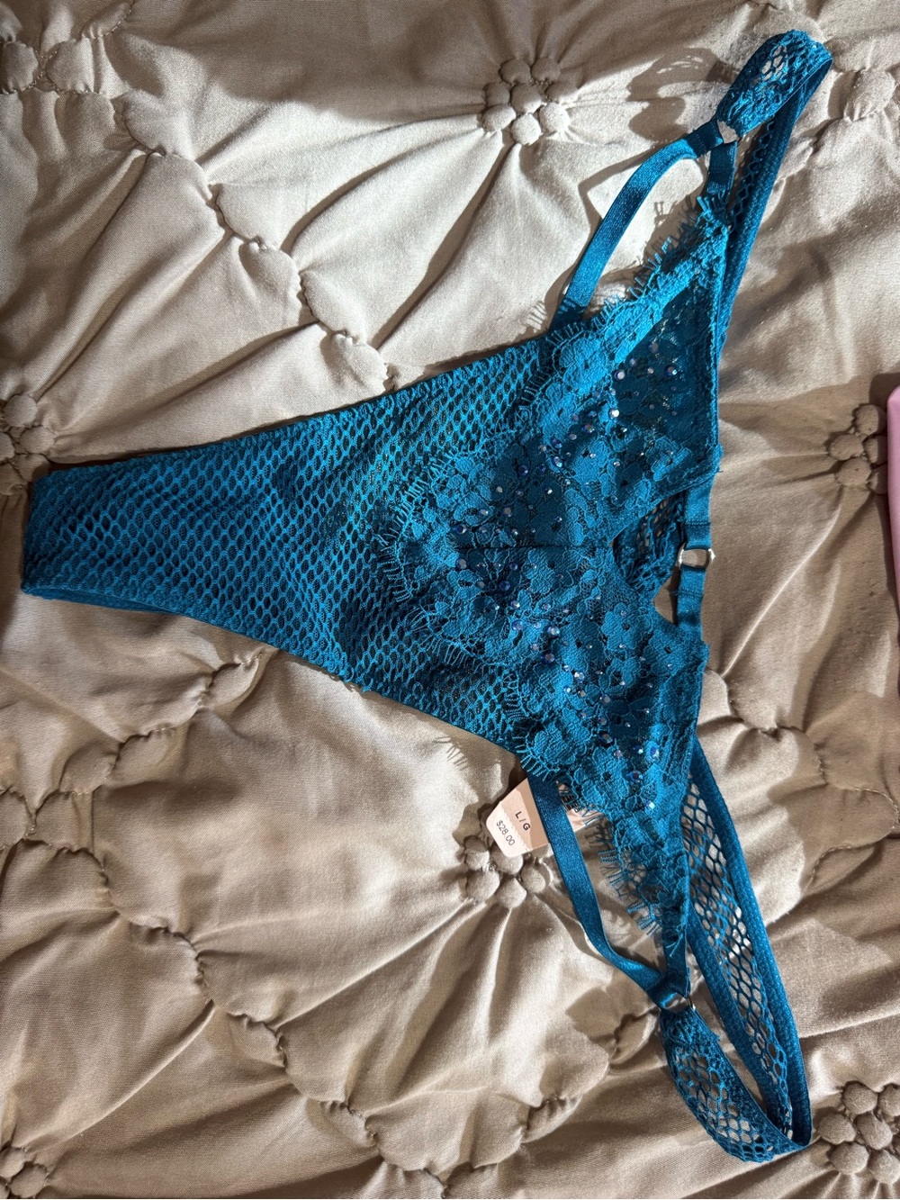 Victoria's Secret Teal Lace & Mesh Thong Panty